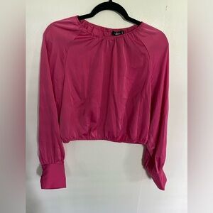 Women's Summer Casual Solid Color Crew Neck Long Sleeve Blouse, L